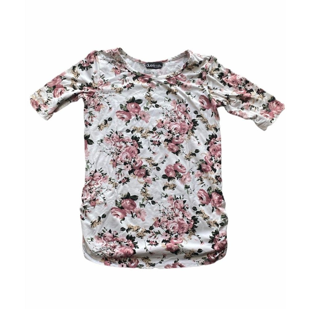 Maternity Duetime Floral Blouse White With Flowers